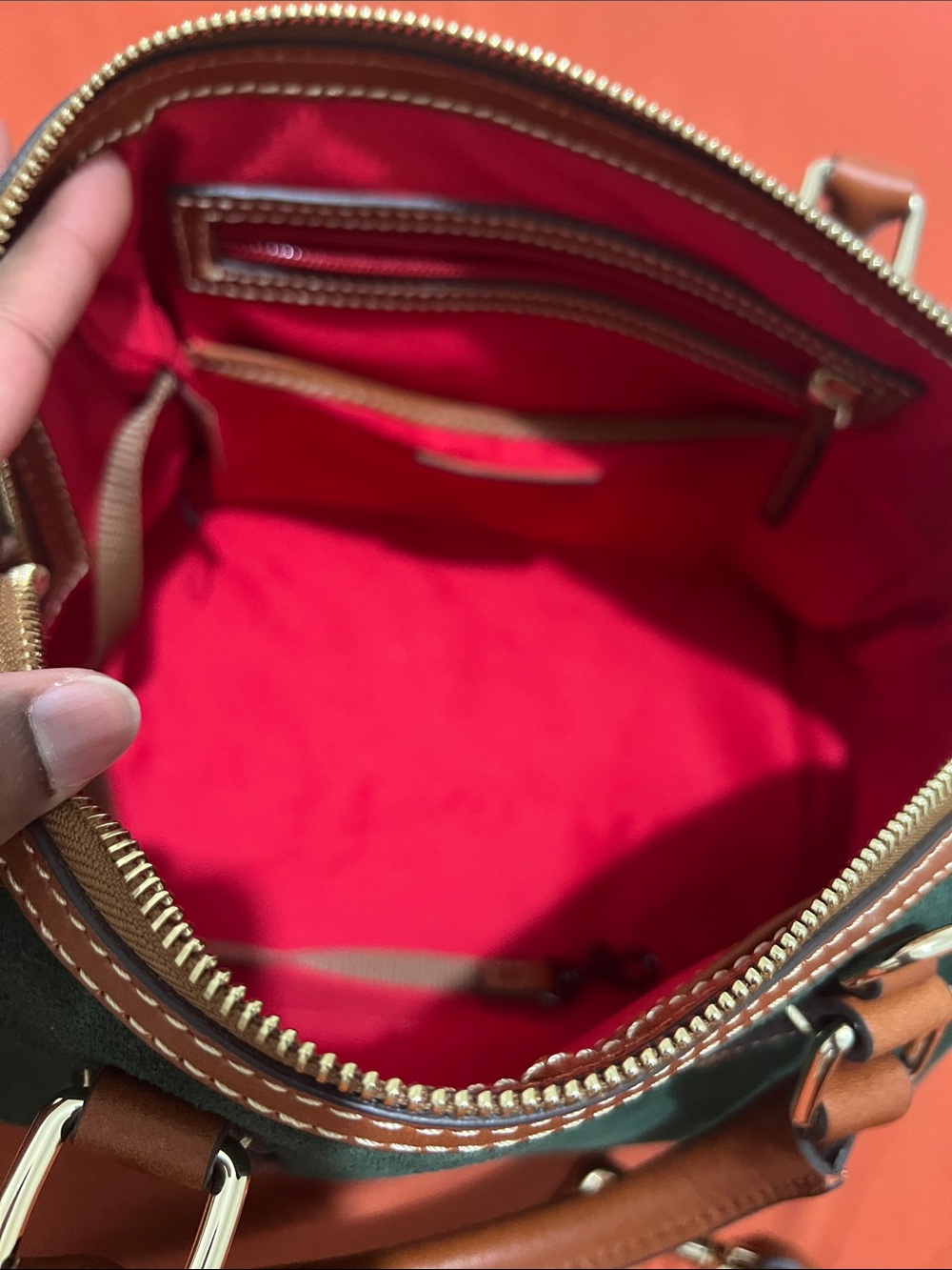 Dooney & Bourke Suede Barrel Satchel - Ivy Green - Picture 6 of 9